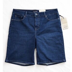 NYDJ Denim Shorts 18 Plus Lift Tuck Dark Wash Stretch Jean Shorts NWT Casual